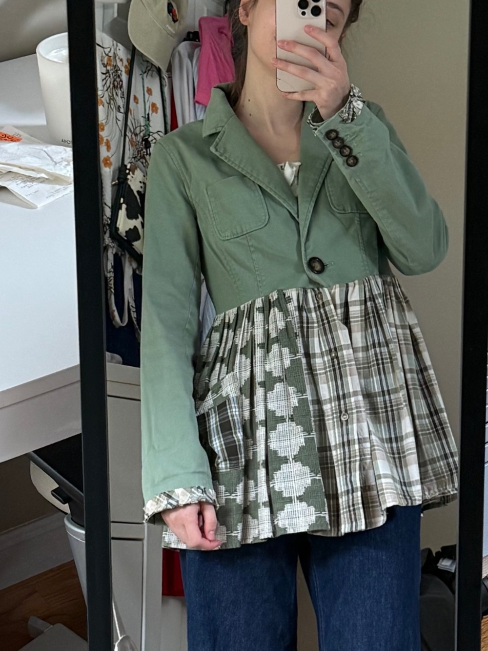 Light Green Handmade Vintage Looking Jacket - Picture 2 of 7